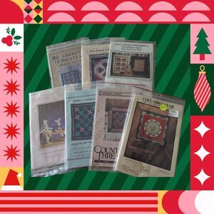 Quilt Patterns Lot of 7 Prairie Pieces Apple Baskets Schoolhouse Double Pinwheel